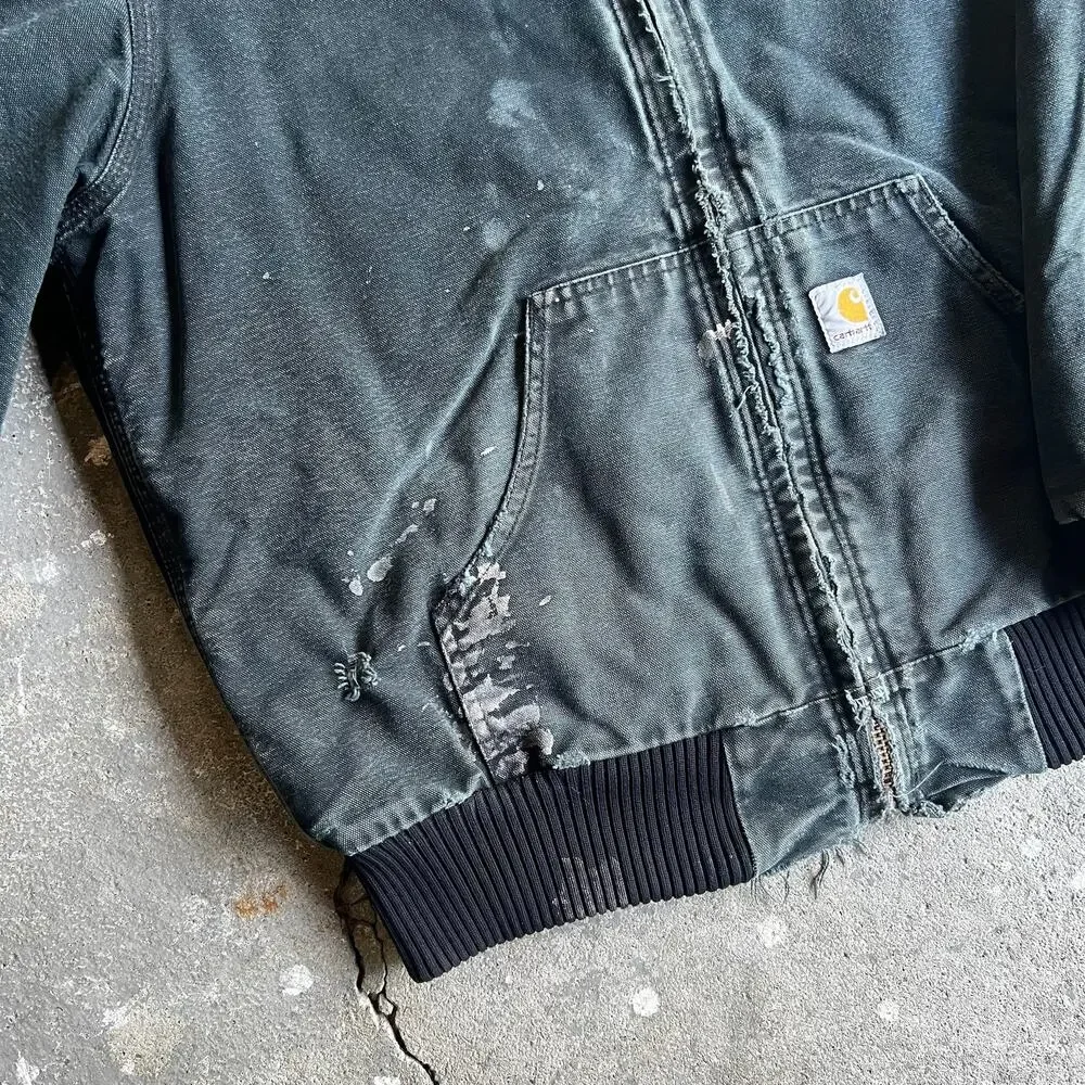 Carhartt faded black hooded work wear jacket - Picture 3 of 9